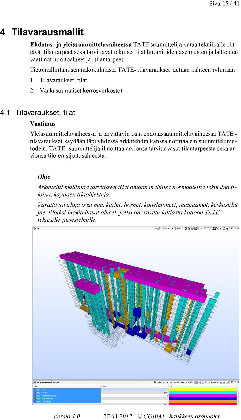 1 Tilavaraukset, tilat Yleissuunnitteluvaiheessa ja tarvittavin osin ehdotussuunnitteluvaiheessa TATE - tilavaraukset käydään läpi yhdessä arkkitehdin kanssa normaalein suunnittelumetodein.