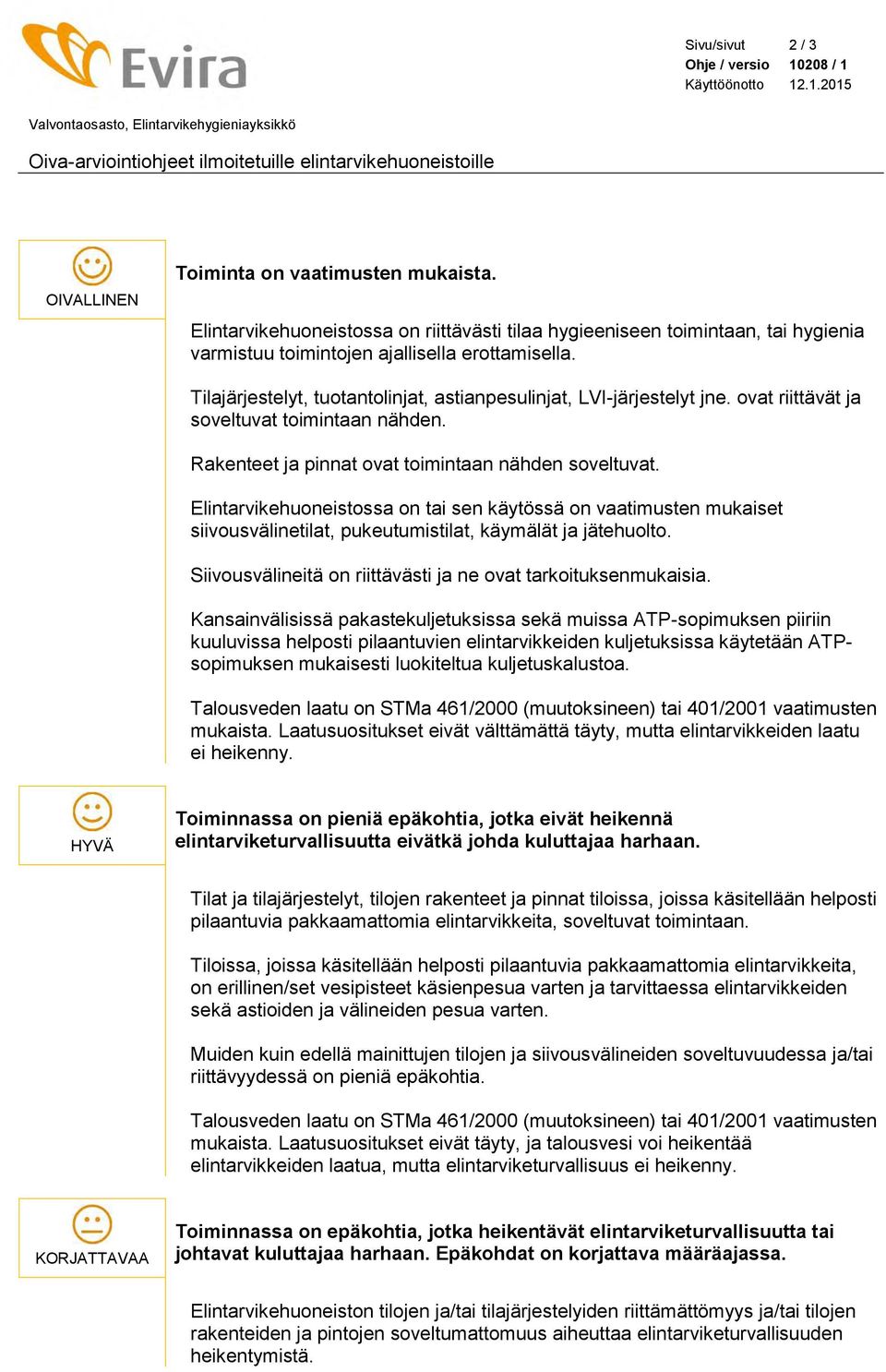 Tilajärjestelyt, tuotantolinjat, astianpesulinjat, LVI-järjestelyt jne. ovat riittävät ja soveltuvat toimintaan nähden. Rakenteet ja pinnat ovat toimintaan nähden soveltuvat.