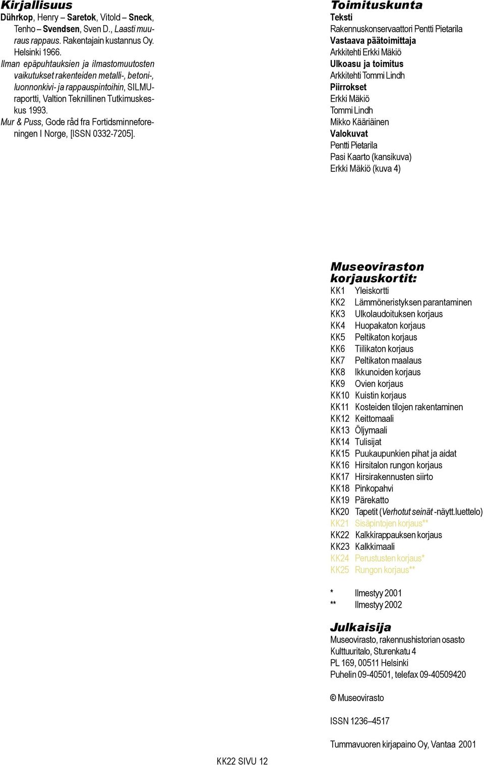 Mur & Puss, Gode råd fra Fortidsminneforeningen I Norge, [ISSN 0332-7205].