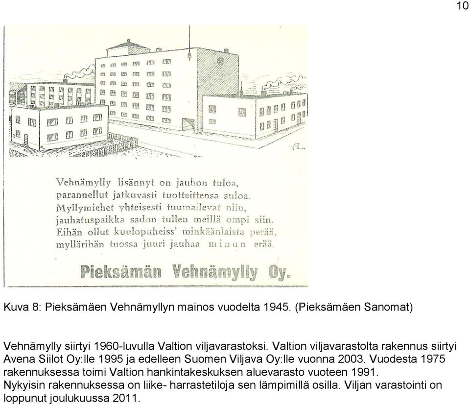 Valtion viljavarastolta rakennus siirtyi Avena Siilot Oy:lle 1995 ja edelleen Suomen Viljava Oy:lle vuonna 2003.