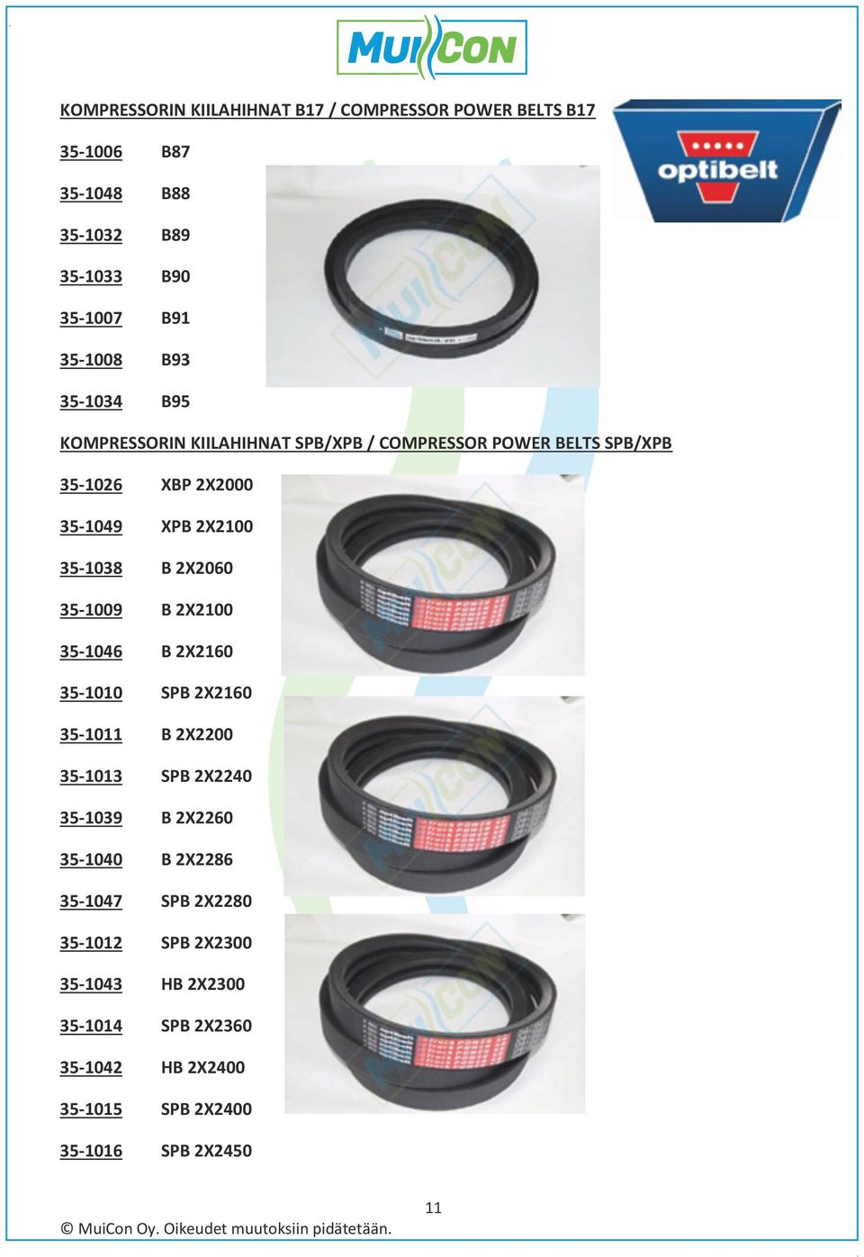 2X2060 35-1009 B 2X2100 35-1046 B 2X2160 35-1010 SPB 2X2160 35-1011 B 2X2200 35-1013 SPB 2X2240 35-1039 B 2X2260 35-1040 B 2X2286