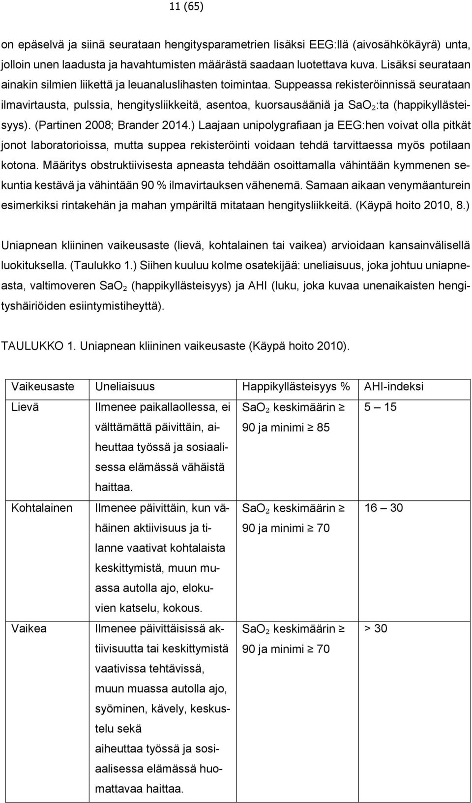 Suppeassa rekisteröinnissä seurataan ilmavirtausta, pulssia, hengitysliikkeitä, asentoa, kuorsausääniä ja SaO₂:ta (happikyllästeisyys). (Partinen 2008; Brander 2014.