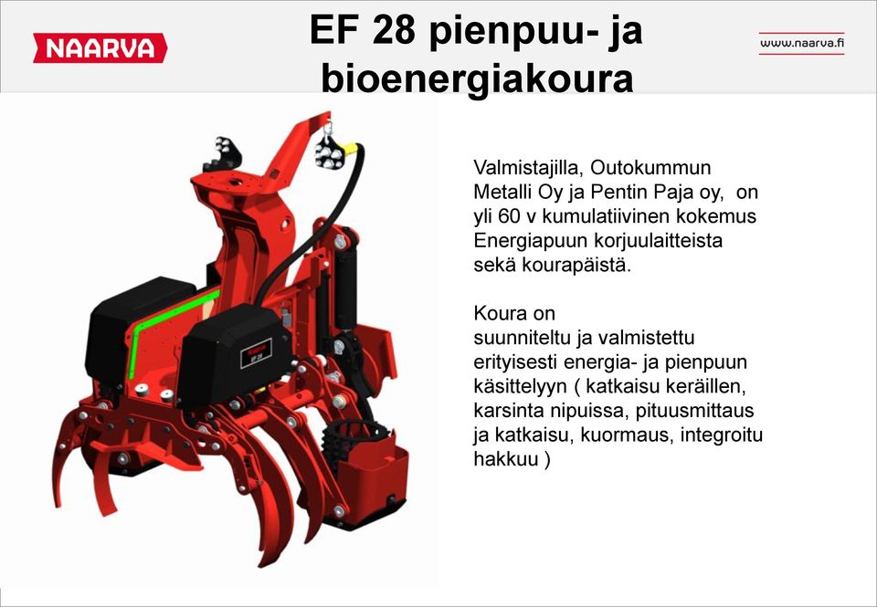 Koura on suunniteltu ja valmistettu erityisesti energia- ja pienpuun käsittelyyn (