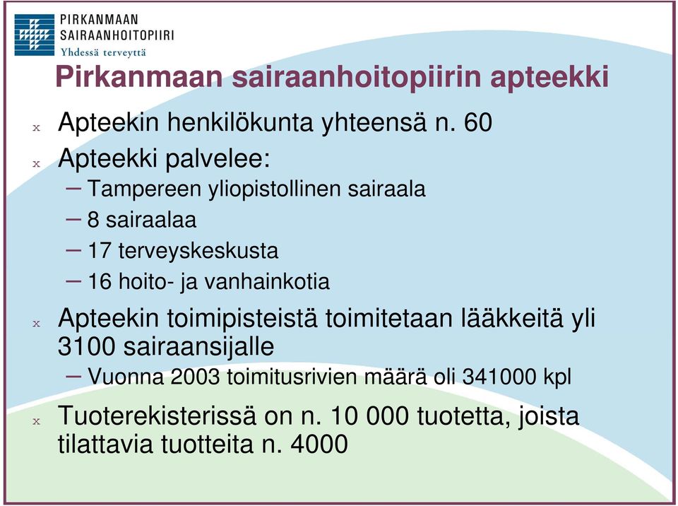 hoito- ja vanhainkotia Apteekin toimipisteistä toimitetaan lääkkeitä yli 3100 sairaansijalle