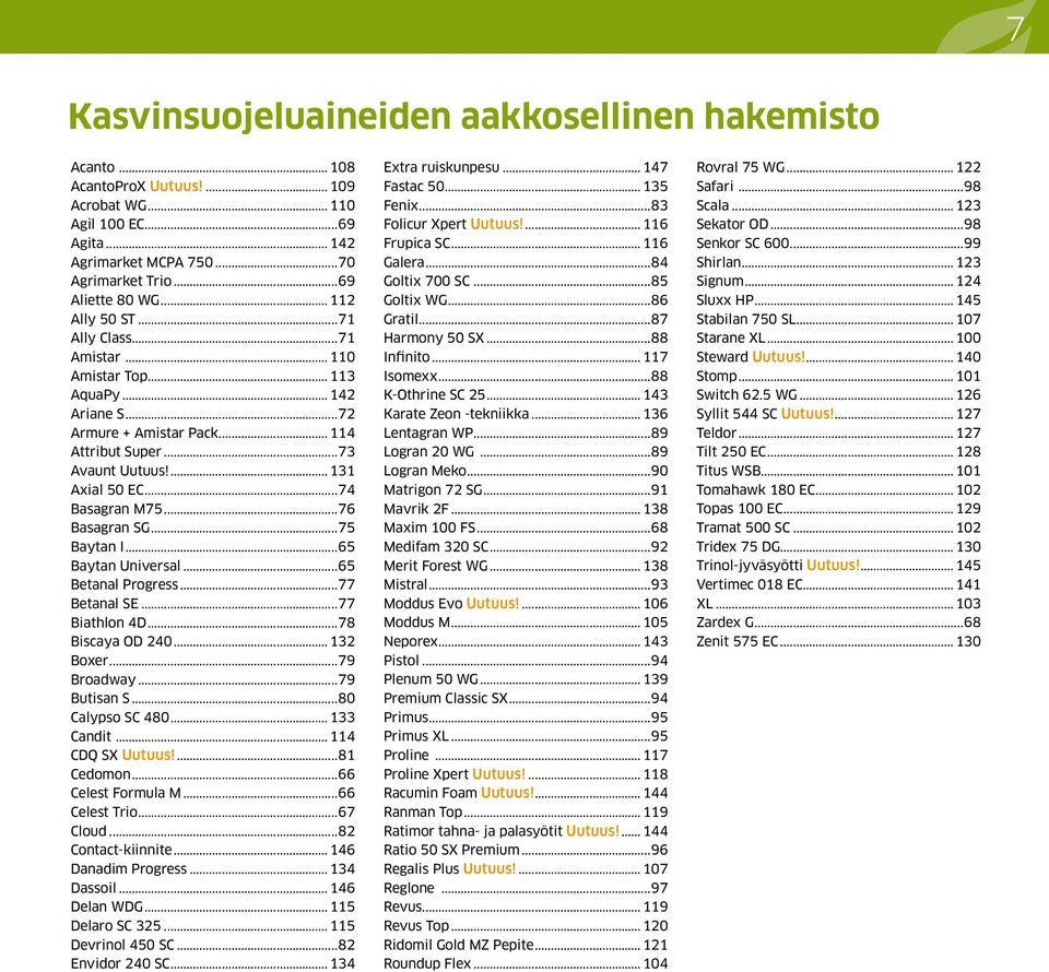 ..76 Basagran SG...75 Baytan I...65 Baytan Universal...65 Betanal Progress...77 Betanal SE...77 Biathlon 4D...78 Biscaya OD 240... 132 Boxer...79 Broadway...79 Butisan S...80 Calypso SC 480.