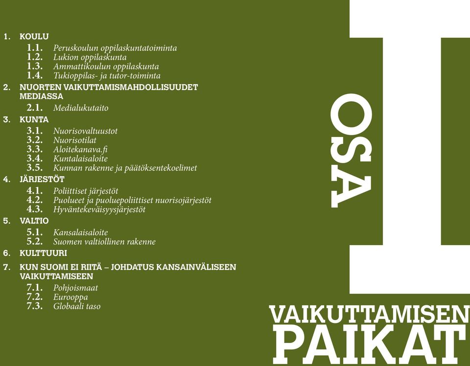 Kunnan rakenne ja päätöksentekoelimet 4. JÄRJESTÖT 4.1. Poliittiset järjestöt 4.2. Puolueet ja puoluepoliittiset nuorisojärjestöt 4.3. Hyväntekeväisyysjärjestöt 5.