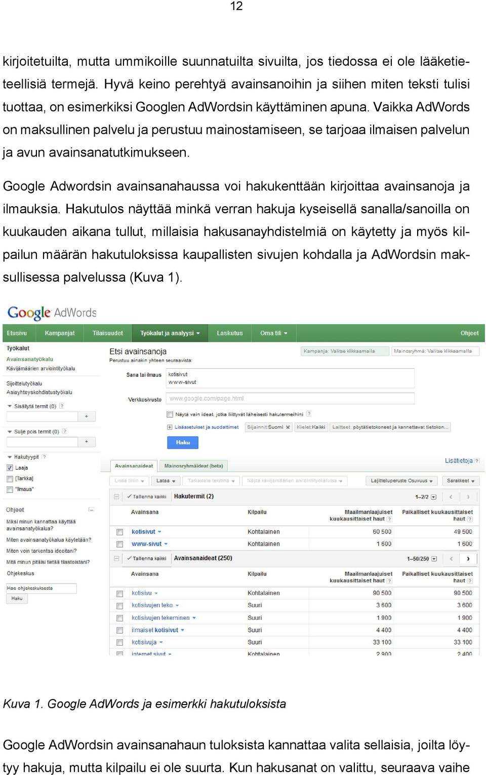 Vaikka AdWords on maksullinen palvelu ja perustuu mainostamiseen, se tarjoaa ilmaisen palvelun ja avun avainsanatutkimukseen.