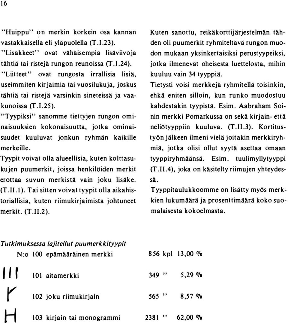 "Tyypiksi" sanomme tiettyjen rungon ominaisuuksien kokonaisuutta, jotka ominaisuudet kuuluvat jonkun ryhmän kaikille merkeille.