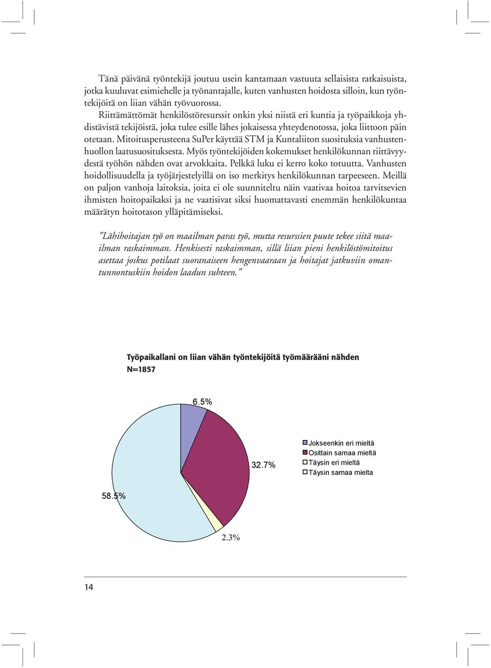 Mitoitusperusteena SuPer käyttää STM ja Kuntaliiton suosituksia vanhustenhuollon laatusuosituksesta. Myös työntekijöiden kokemukset henkilökunnan riittävyydestä työhön nähden ovat arvokkaita.