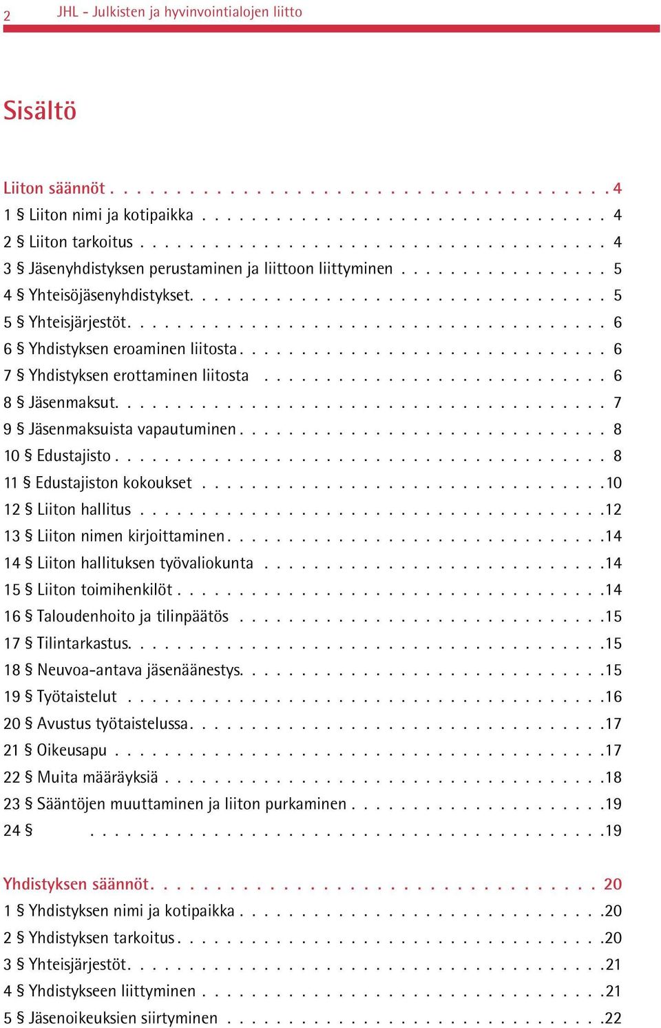 ...................................... 6 6 Yhdistyksen eroaminen liitosta.............................. 6 7 Yhdistyksen erottaminen liitosta............................. 6 8 Jäsenmaksut.