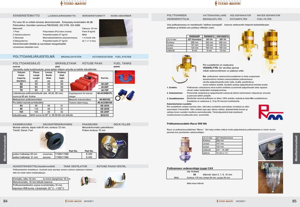 Materiaalit: Paksuus: 30 mm 1 Pinta Polyuretaani (PU) kalvo (musta) Paino 8 kg/m2 2 Vaimennuskerros Polyeetterivaahto 27 kg/m3 Mitat: 3 Äänieriste Mineraalisekoitteinen polymeerimassa 1 m leveä rulla