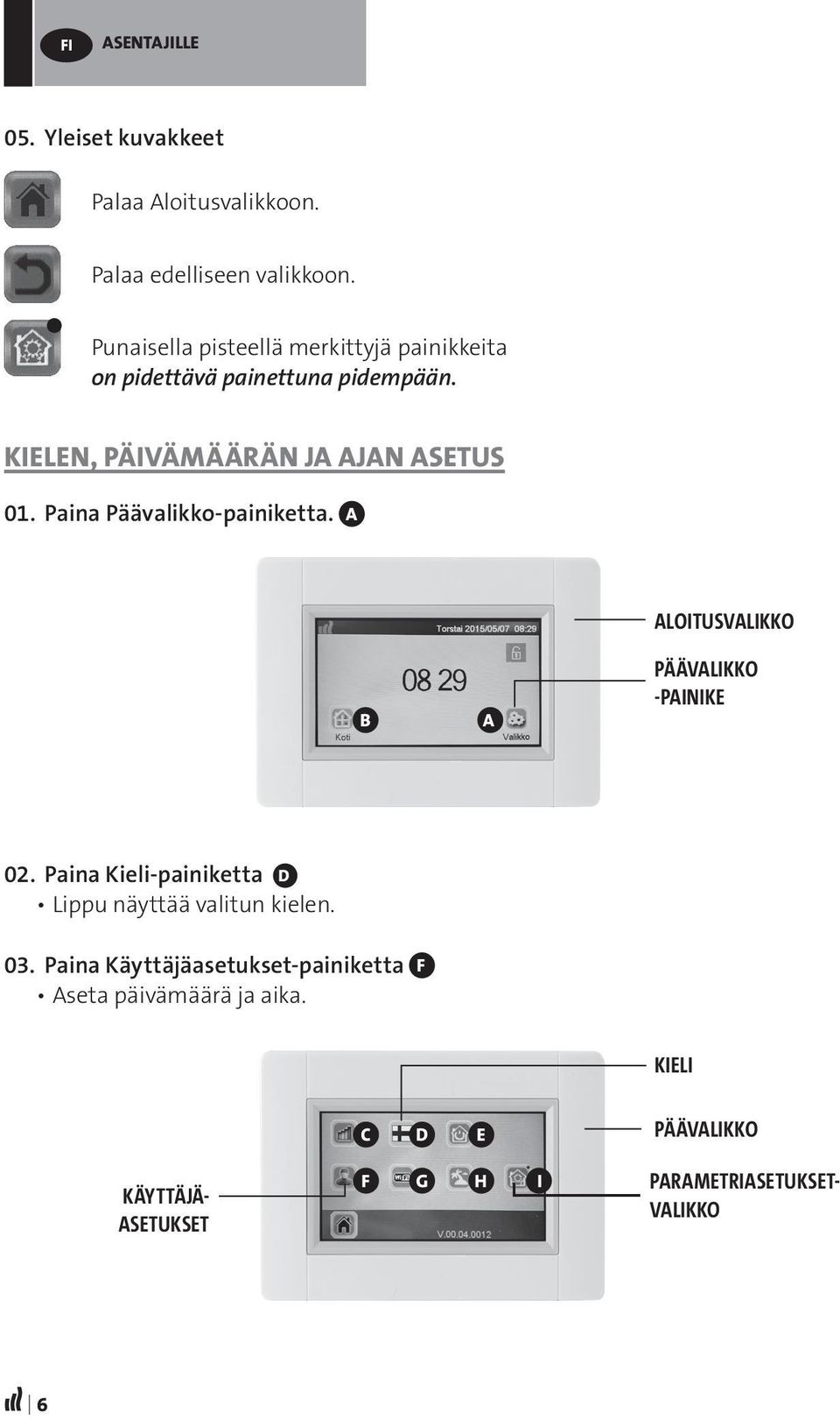 Paina Päävalikko-painiketta. A B A ALOITUSVALIKKO PÄÄVALIKKO -PAINIKE 02.