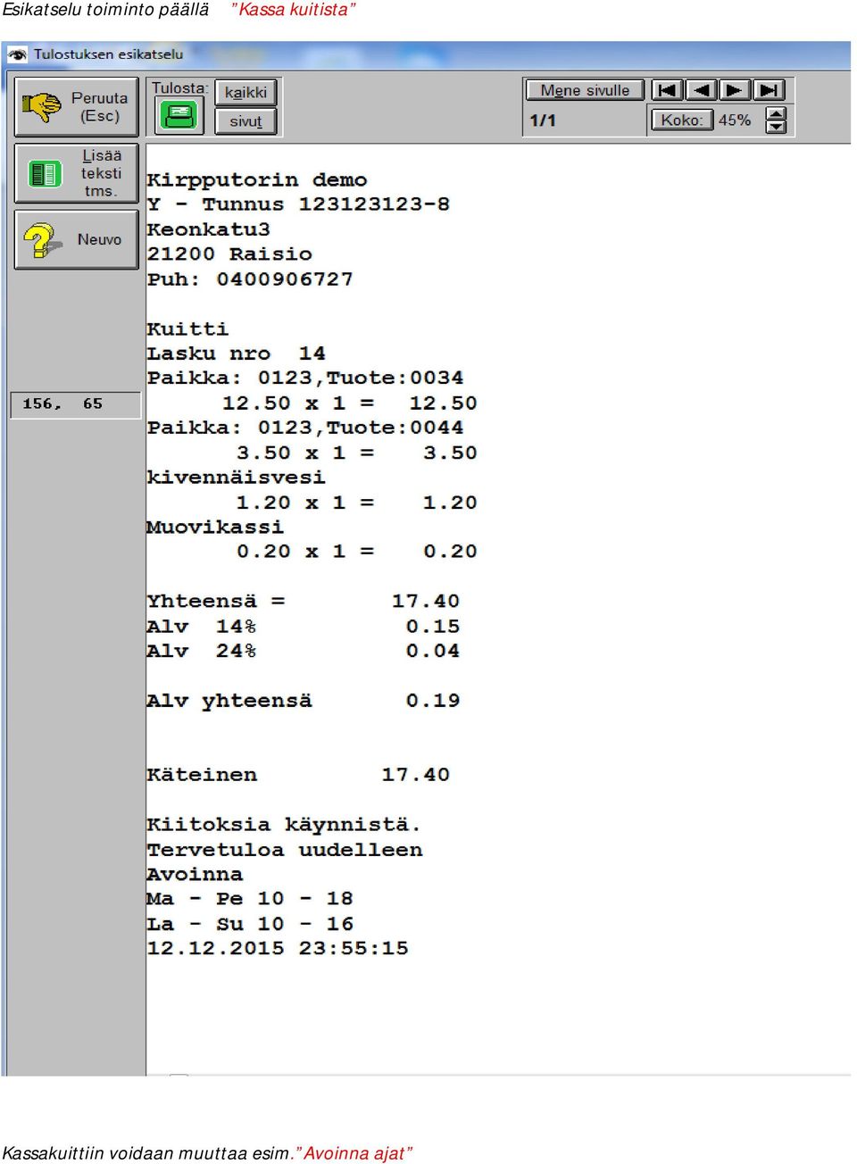 Kassakuittiin voidaan