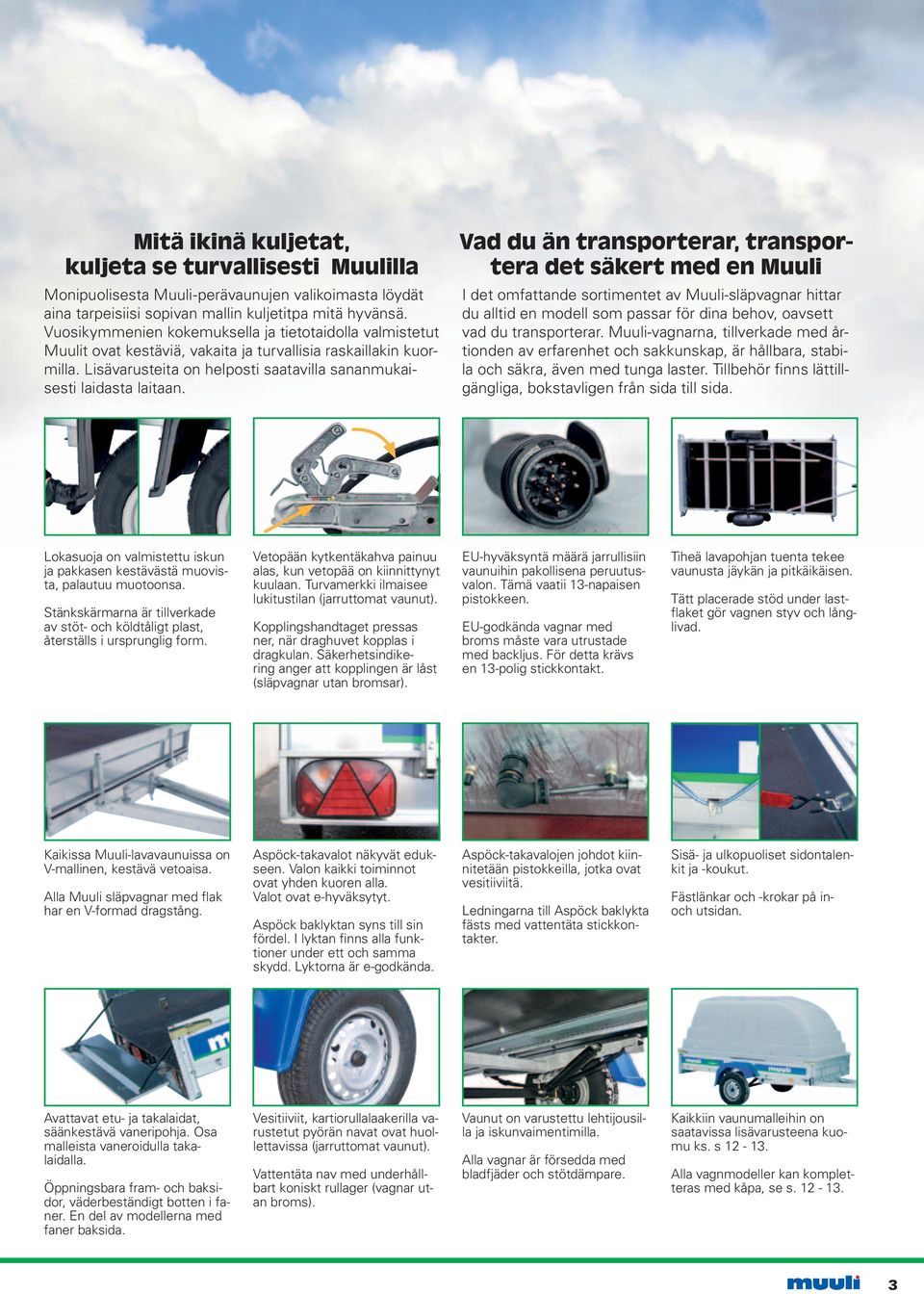 Vad du än transporterar, transportera det säkert med en Muuli I det omfattande sortimentet av Muuli-släpvagnar hittar du alltid en modell som passar för dina behov, oavsett vad du transporterar.