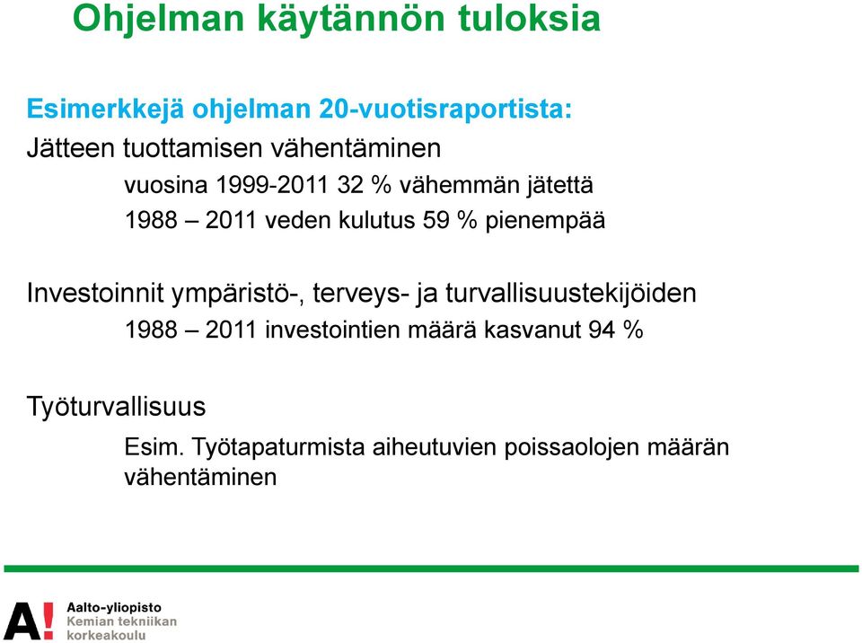 Investoinnit ympäristö-, terveys- ja turvallisuustekijöiden 1988 2011 investointien määrä