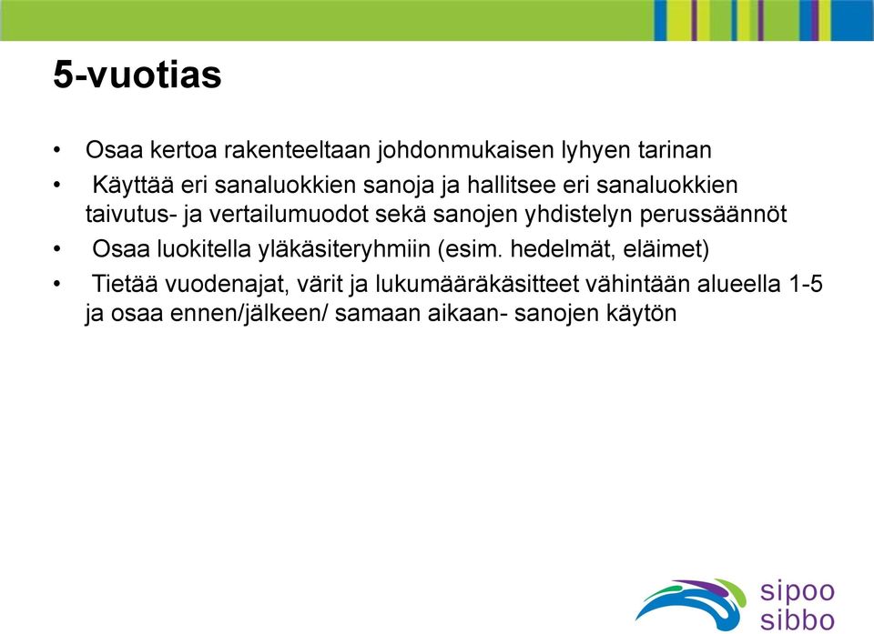 perussäännöt Osaa luokitella yläkäsiteryhmiin (esim.