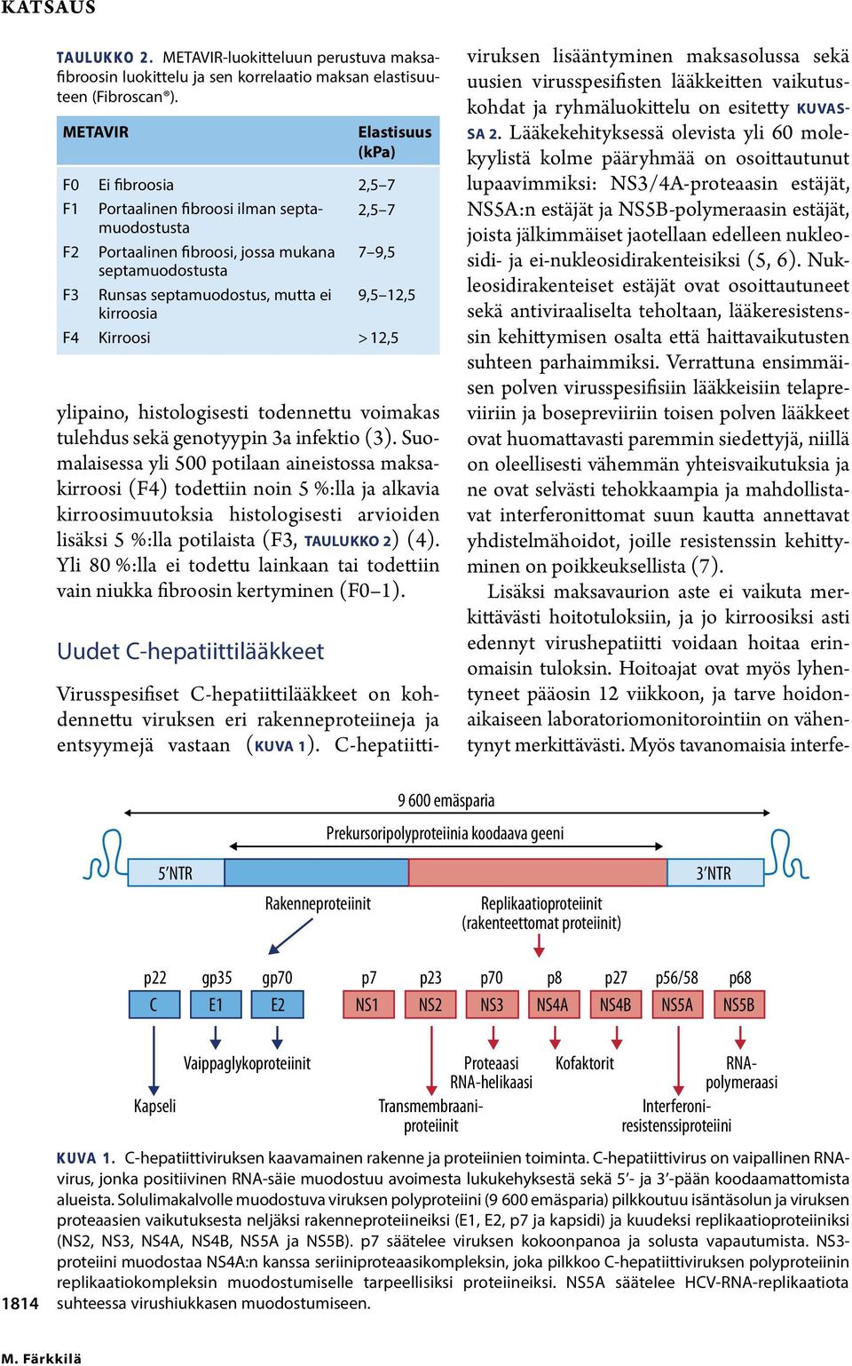 Suomalaisessa yli 500 potilaan aineistossa maksakirroosi (F4) todettiin noin 5 %:lla ja alkavia kirroosimuutoksia histologisesti arvioiden lisäksi 5 %:lla potilaista (F3, TAULUKKO 2) (4).