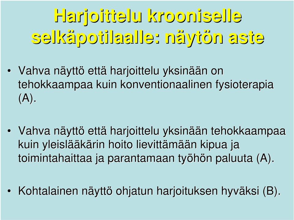 Vahva näyttn yttö että harjoittelu yksinää ään n tehokkaampaa kuin yleislää ääkärin hoito