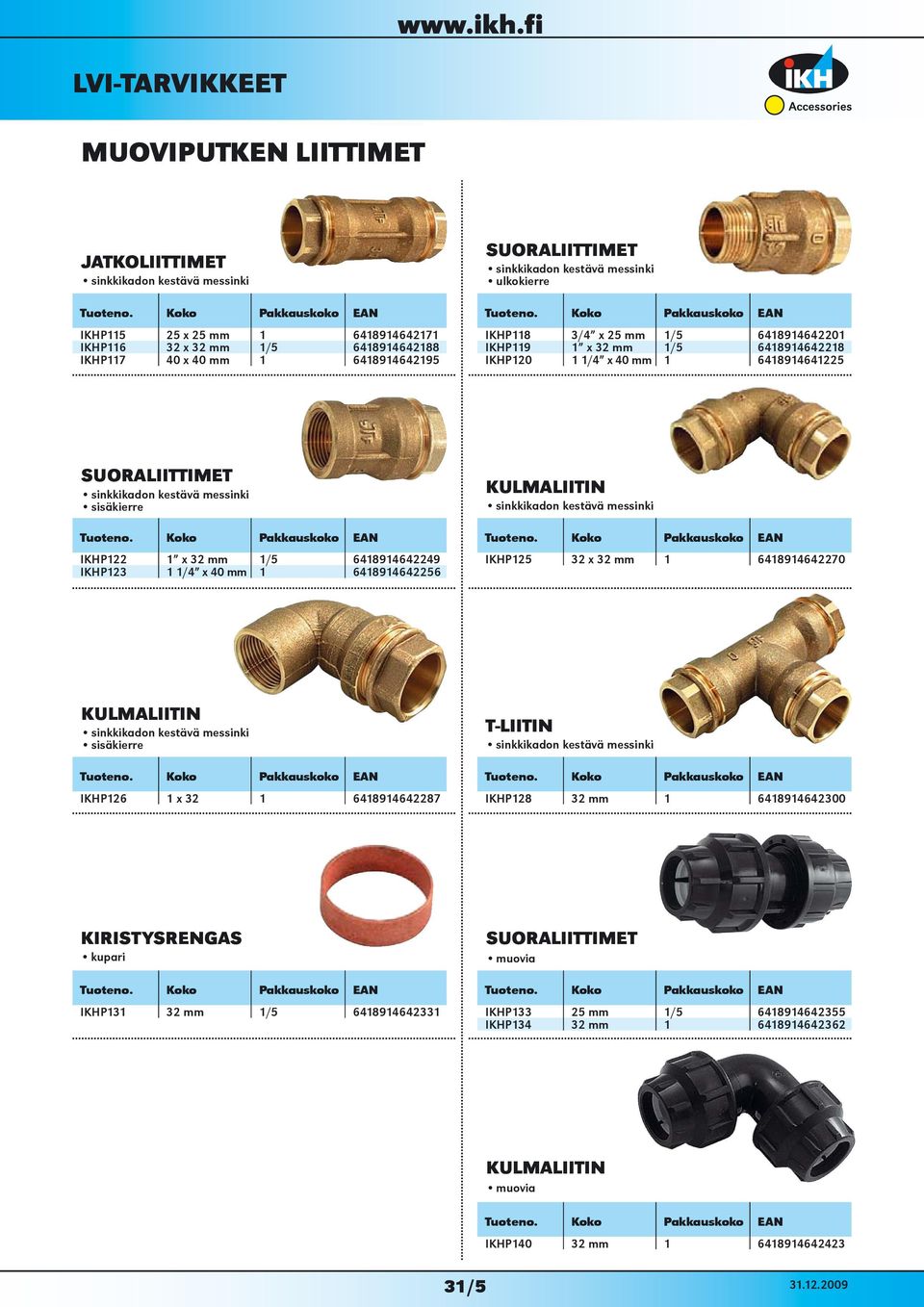 1/4 x 40 mm 1 6418914642256 KULMALIITIN IKHP125 32 x 32 mm 1 6418914642270 KULMALIITIN sisäkierre IKHP126 1 x 32 1 6418914642287 T-LIITIN IKHP128 32 mm 1 6418914642300