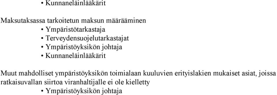 kuuluvien erityislakien mukaiset asiat, joissa