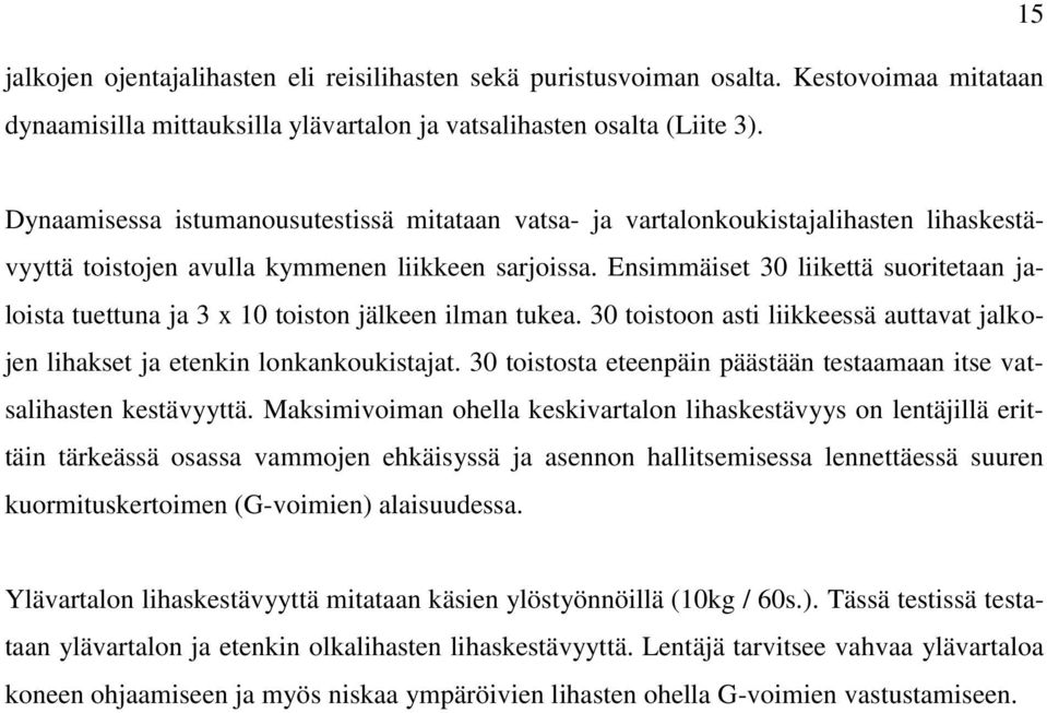 Ensimmäiset 30 liikettä suoritetaan jaloista tuettuna ja 3 x 10 toiston jälkeen ilman tukea. 30 toistoon asti liikkeessä auttavat jalkojen lihakset ja etenkin lonkankoukistajat.