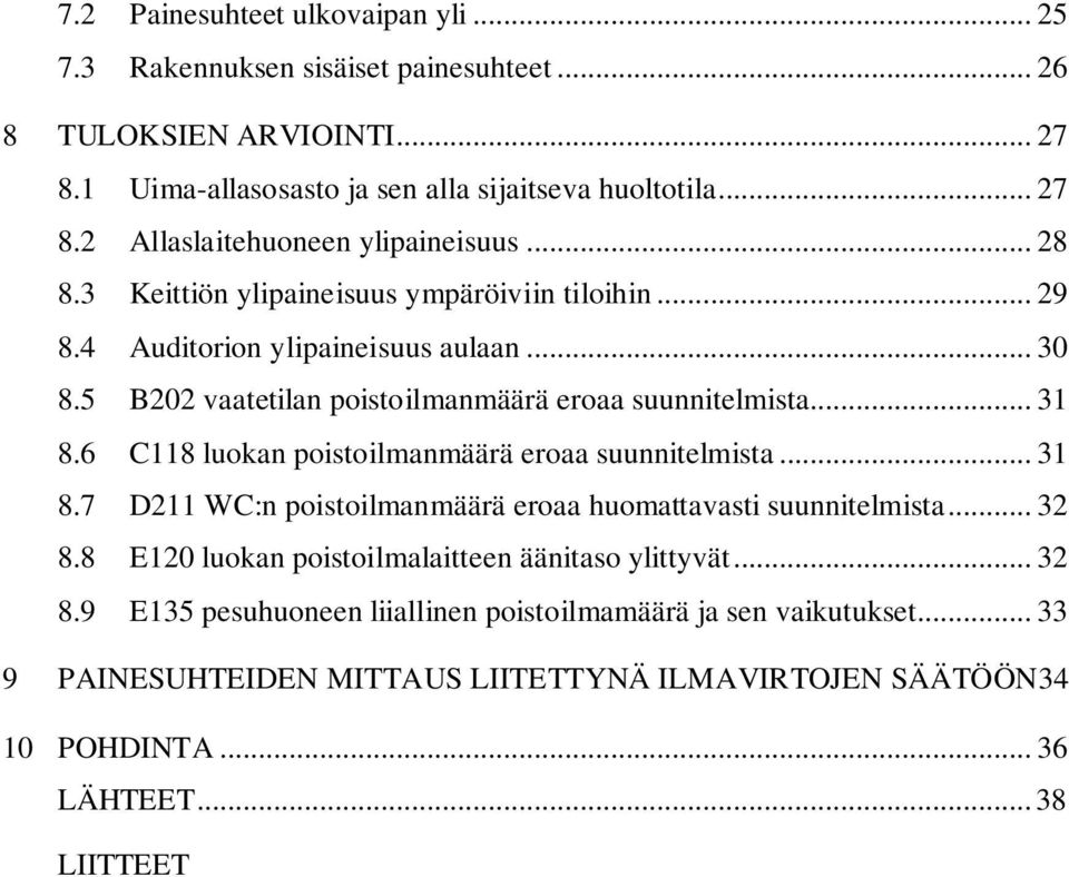 6 C118 luokan poistoilmanmäärä eroaa suunnitelmista... 31 8.7 D211 WC:n poistoilmanmäärä eroaa huomattavasti suunnitelmista... 32 8.8 E120 luokan poistoilmalaitteen äänitaso ylittyvät.