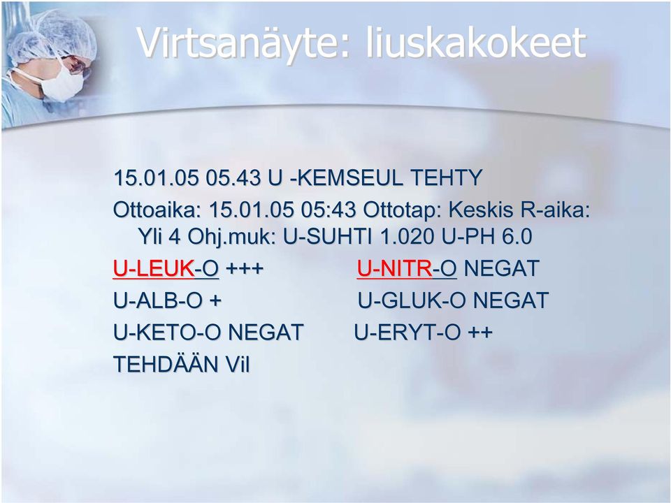 05 05:43 Ottotap: Keskis R-aika: Yli 4 Ohj.muk: : U-SUHTI U 1.