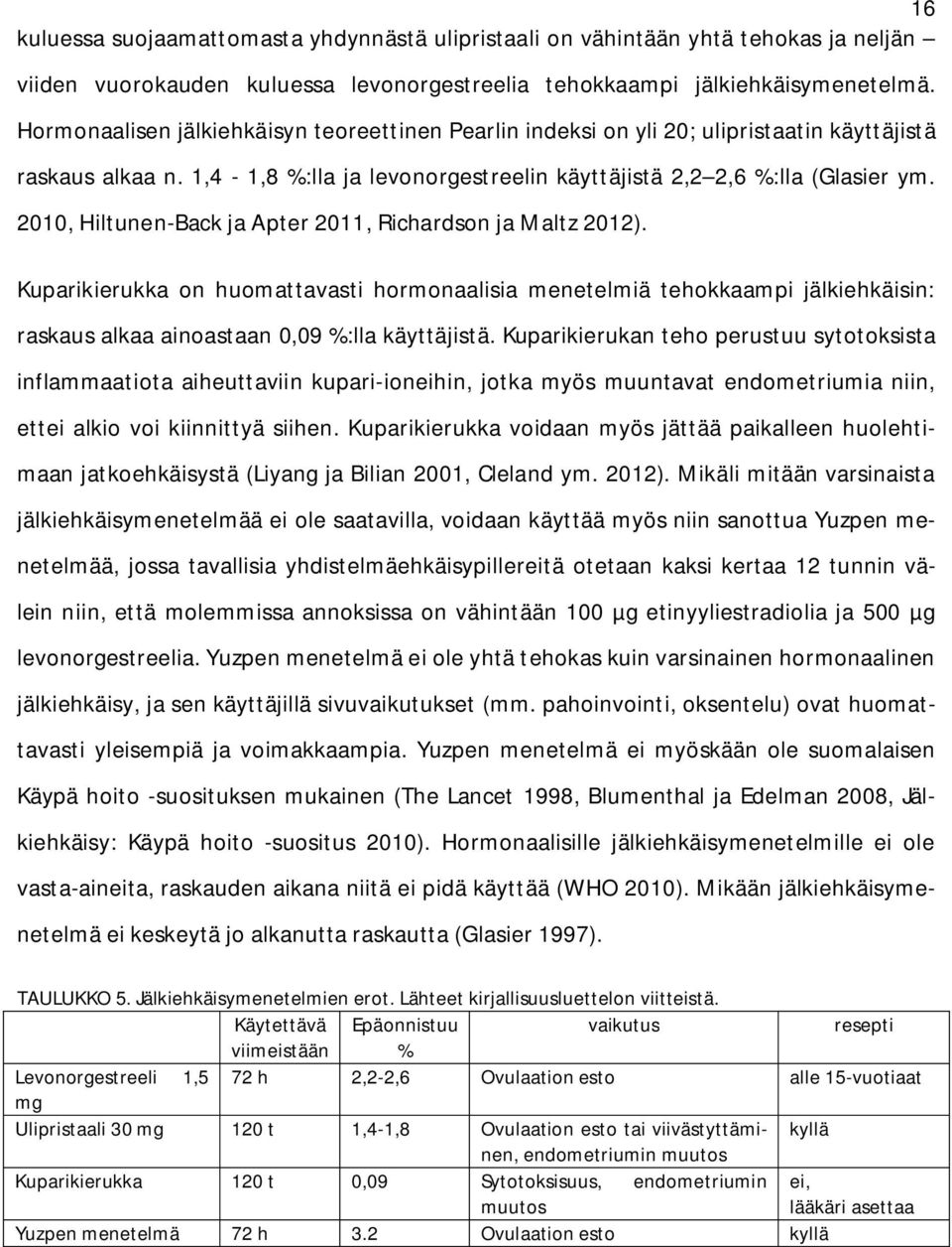 2010, Hiltunen-Back ja Apter 2011, Richardson ja Maltz 2012). Kuparikierukka on huomattavasti hormonaalisia menetelmiä tehokkaampi jälkiehkäisin: raskaus alkaa ainoastaan 0,09 %:lla käyttäjistä.