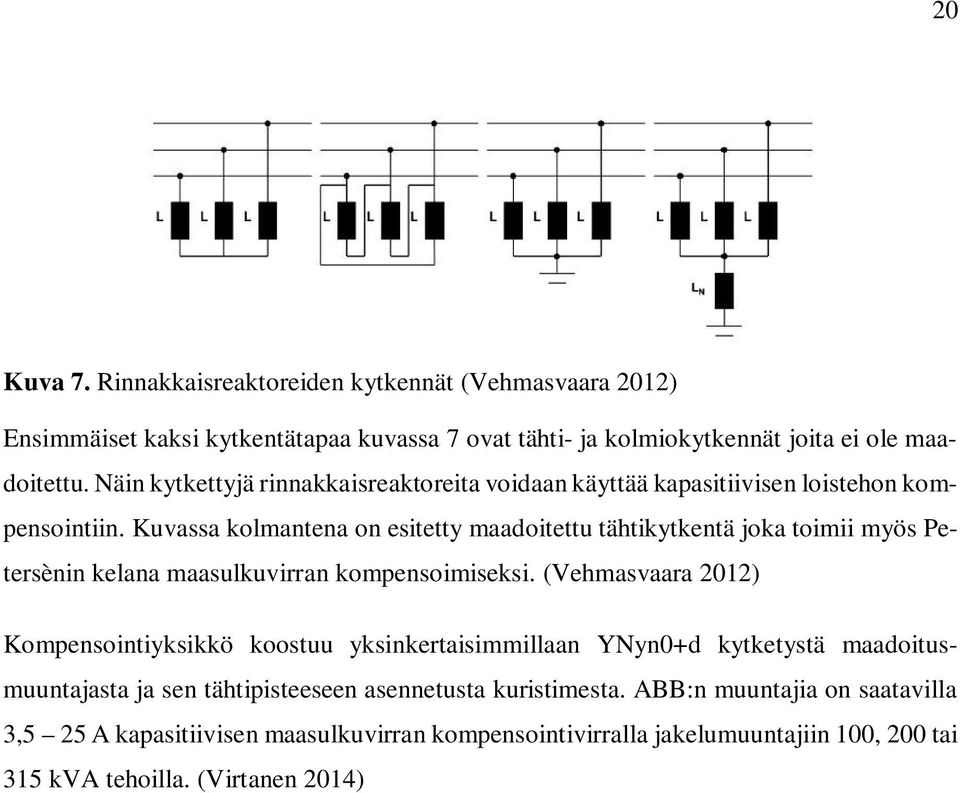 Kuvassa kolmantena on esitetty maadoitettu tähtikytkentä joka toimii myös Petersènin kelana maasulkuvirran kompensoimiseksi.