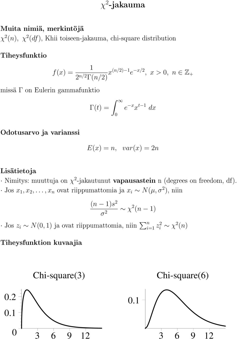 vapausastein n (degrees on freedom, df). Jos x 1, x 2,.