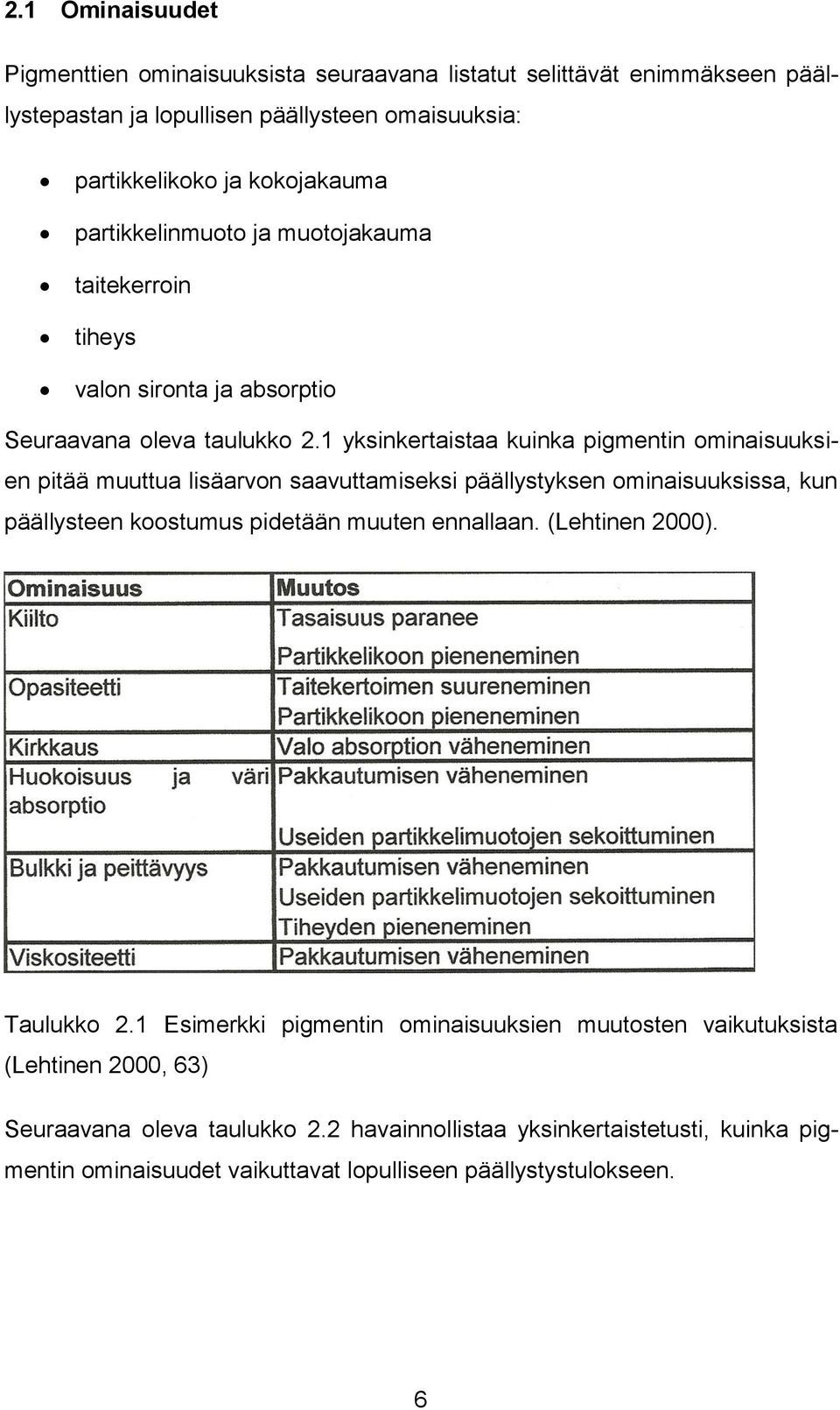 1 yksinkertaistaa kuinka pigmentin ominaisuuksien pitää muuttua lisäarvon saavuttamiseksi päällystyksen ominaisuuksissa, kun päällysteen koostumus pidetään muuten ennallaan.