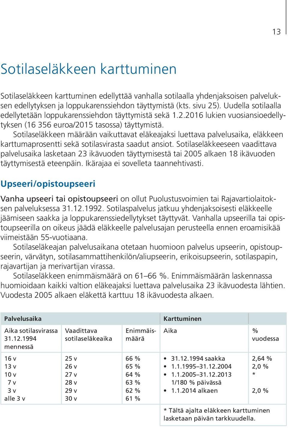 Sotilaseläkkeen määrään vaikuttavat eläkeajaksi luettava palvelusaika, eläkkeen karttumaprosentti sekä sotilasvirasta saadut ansiot.