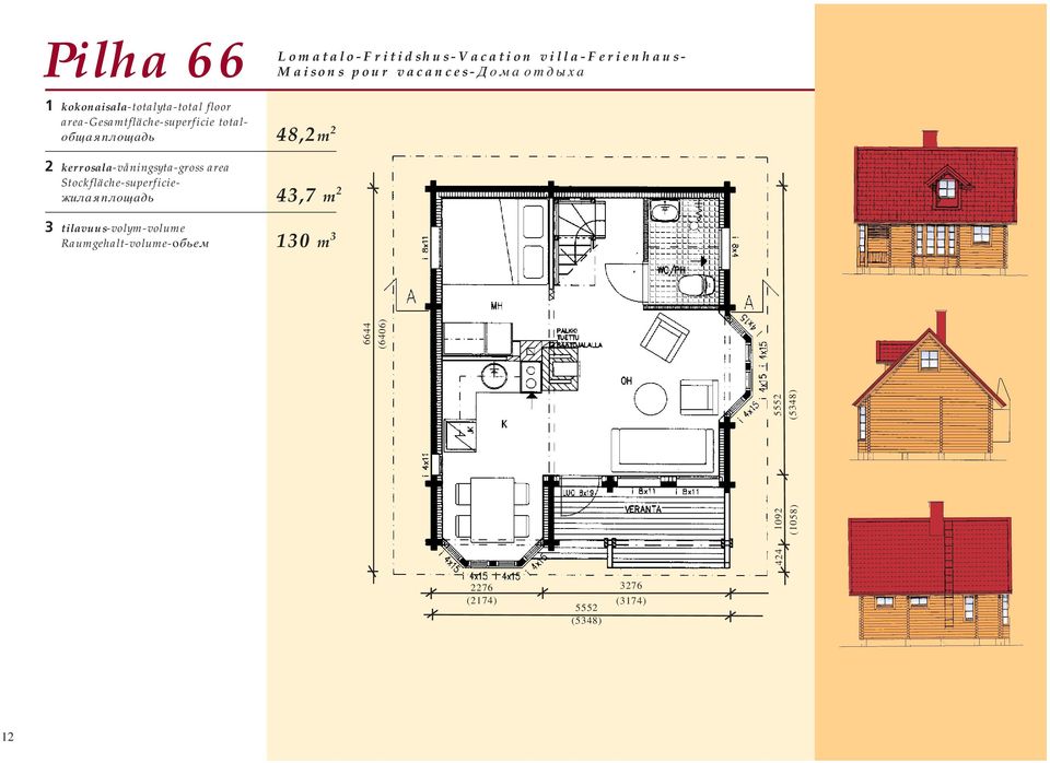 2 kerrosala-våningsyta-gross area Stockfläche-superficie- ;bkfz gkjoflm 43,7 m 2 3