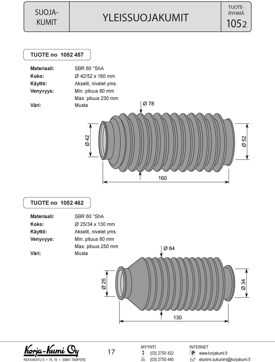 pituus 230 mm TUOTE no 1052 462 60 ShA Ø