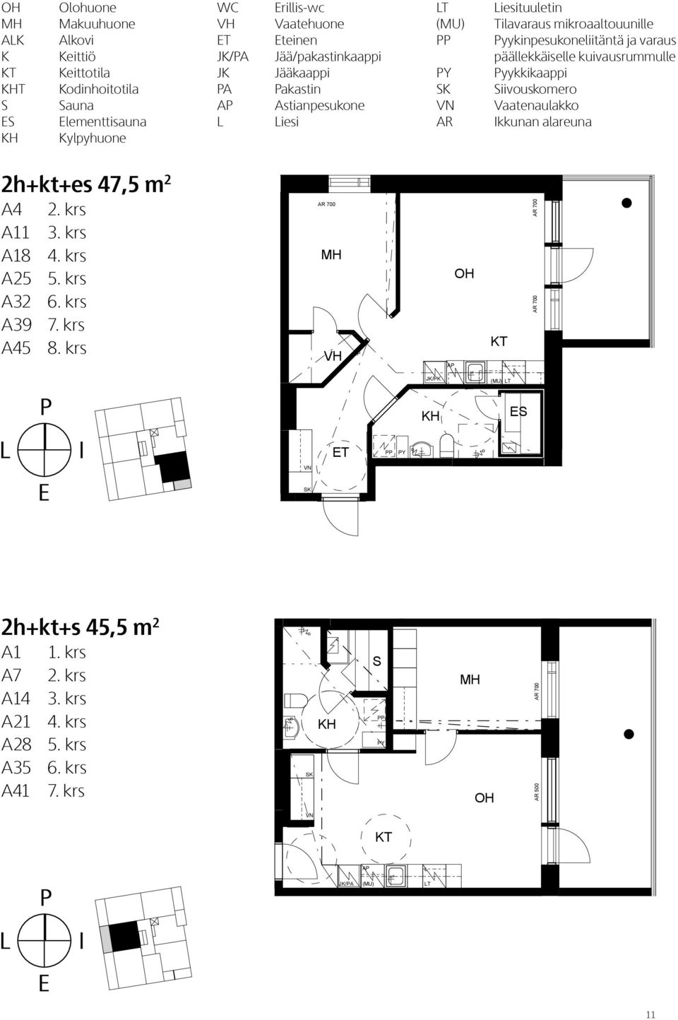 krs 2h+kt+es 47,5 m 2 auna Elementtisauna ylpyhuone Jääkaappi J/ A.