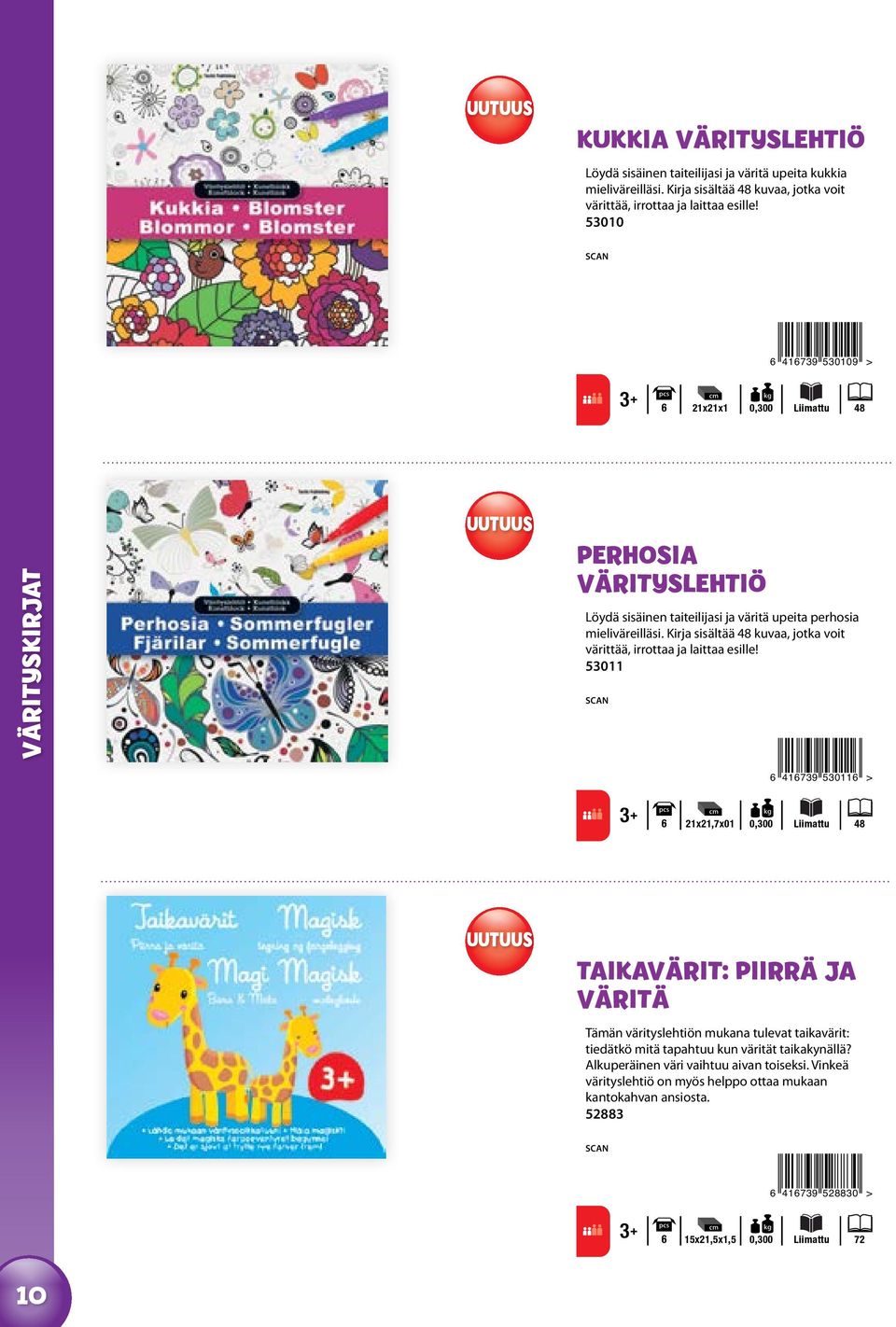 Kirja sisältää 48 kuvaa, jotka voit värittää, irrottaa ja laittaa esille!