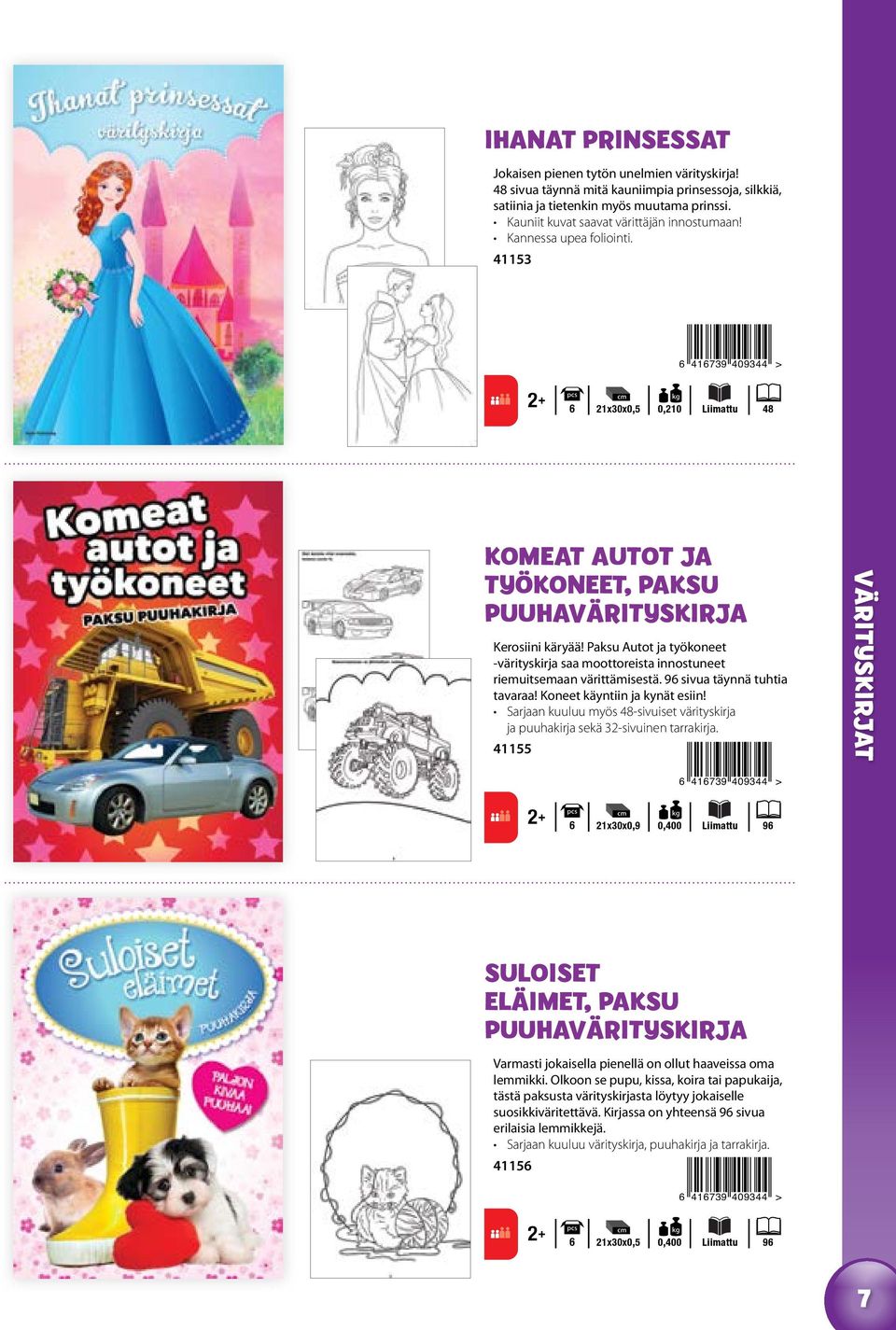 Paksu Autot ja työkoneet -värityskirja saa moottoreista innostuneet riemuitsemaan värittämisestä. 96 sivua täynnä tuhtia tavaraa! Koneet käyntiin ja kynät esiin!