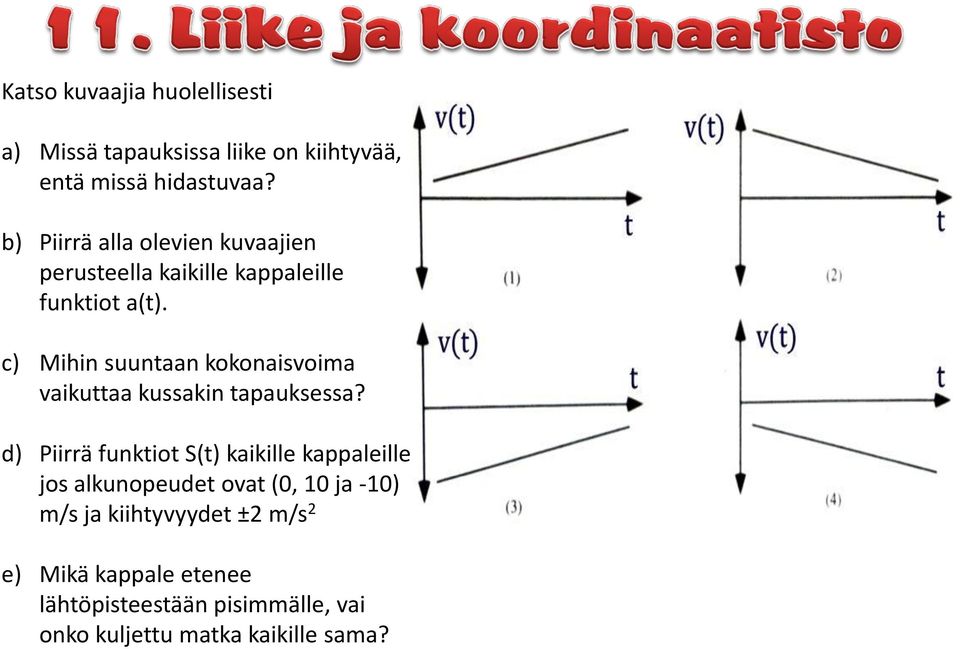 c) Mihin suuntaan kokonaisvoima vaikuttaa kussakin tapauksessa?