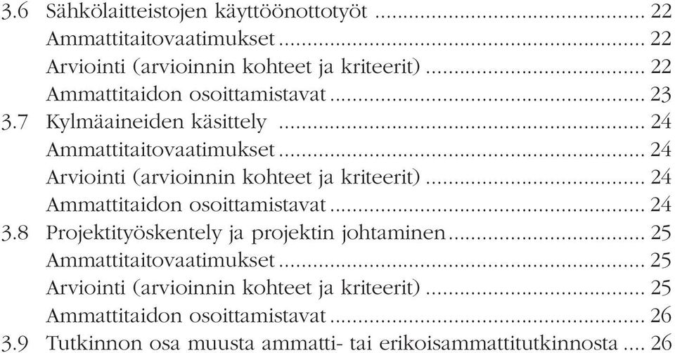 .. 24 Arviointi (arvioinnin kohteet ja kriteerit)... 24 Ammattitaidon osoittamistavat... 24 3.
