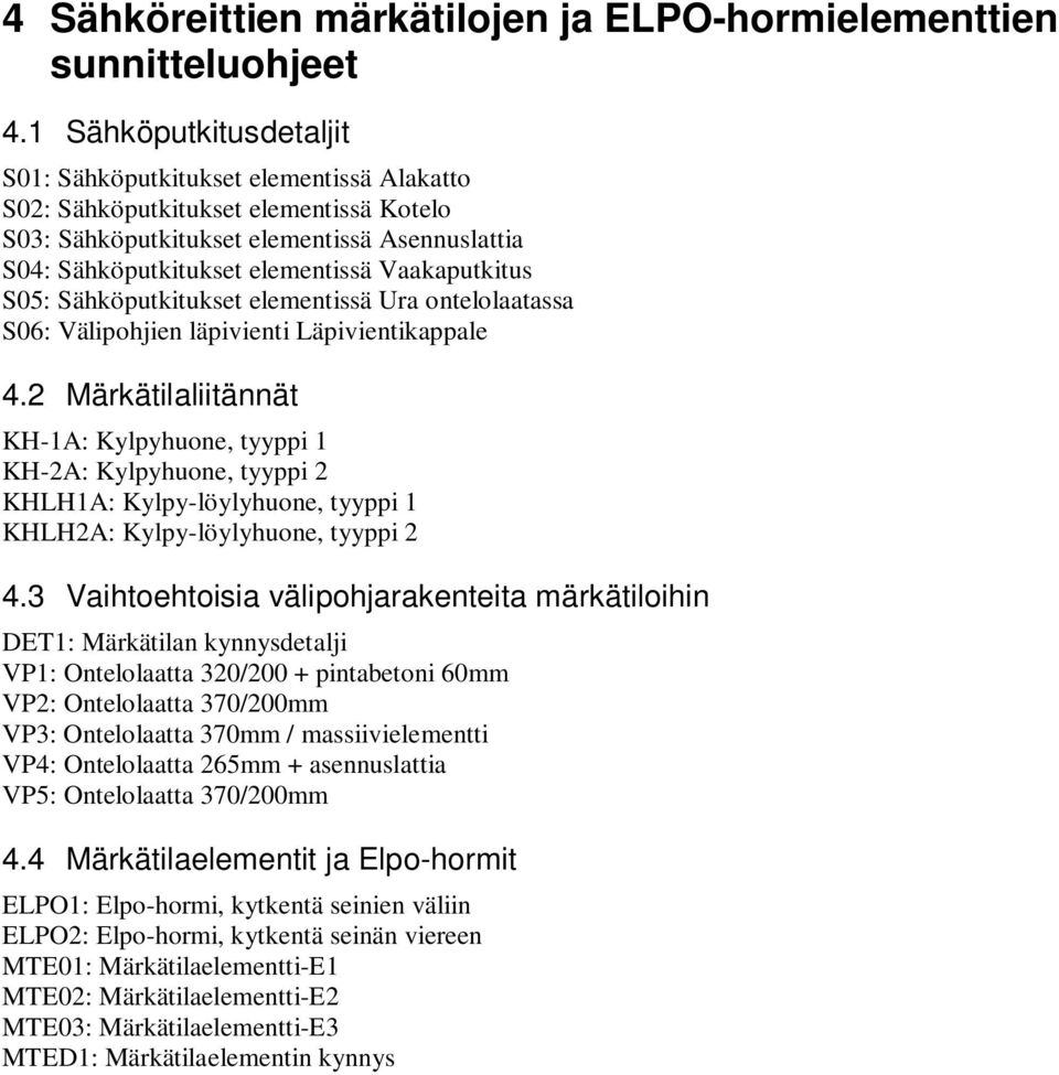 Vaakaputkitus S05: Sähköputkitukset elementissä Ura ontelolaatassa S06: Välipohjien läpivienti Läpivientikappale 4.