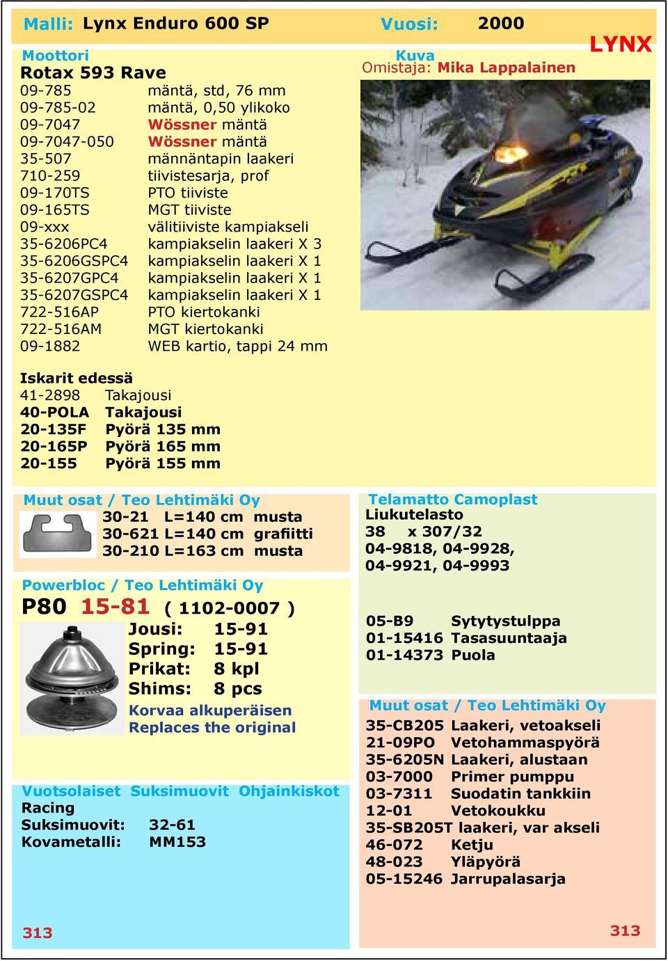 35-6207GSPC4 kampiakselin laakeri X 1 722-516AP PTO kiertokanki 722-516AM MGT kiertokanki 09-1882 WEB kartio, tappi 24 mm Iskarit edessä 41-2898 Takajousi 40-POLA Takajousi 20-135F Pyörä 135 mm