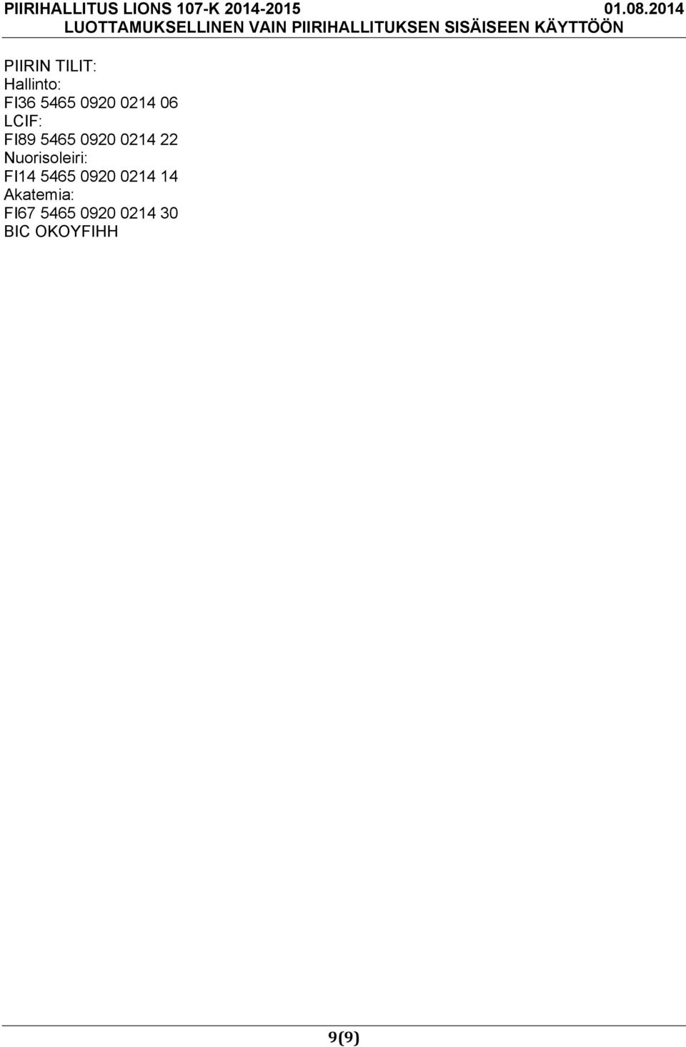 Nuorisoleiri: FI14 5465 0920 0214 14
