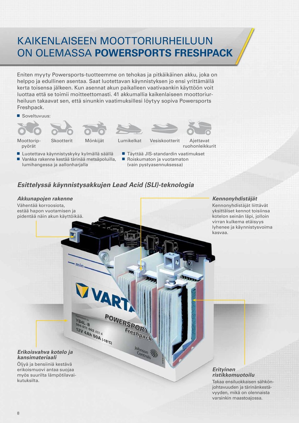 41 akkumallia kaikenlaiseen moottoriurheiluun takaavat sen, että sinunkin vaatimuksillesi löytyy sopiva Powersports Freshpack.