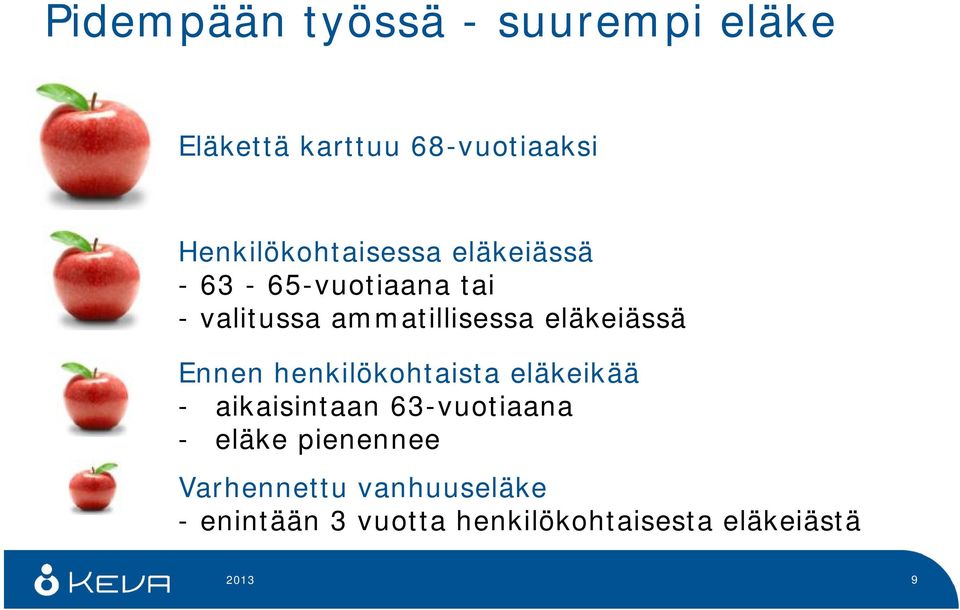 eläkeiässä Ennen henkilökohtaista eläkeikää - aikaisintaan 63-vuotiaana -