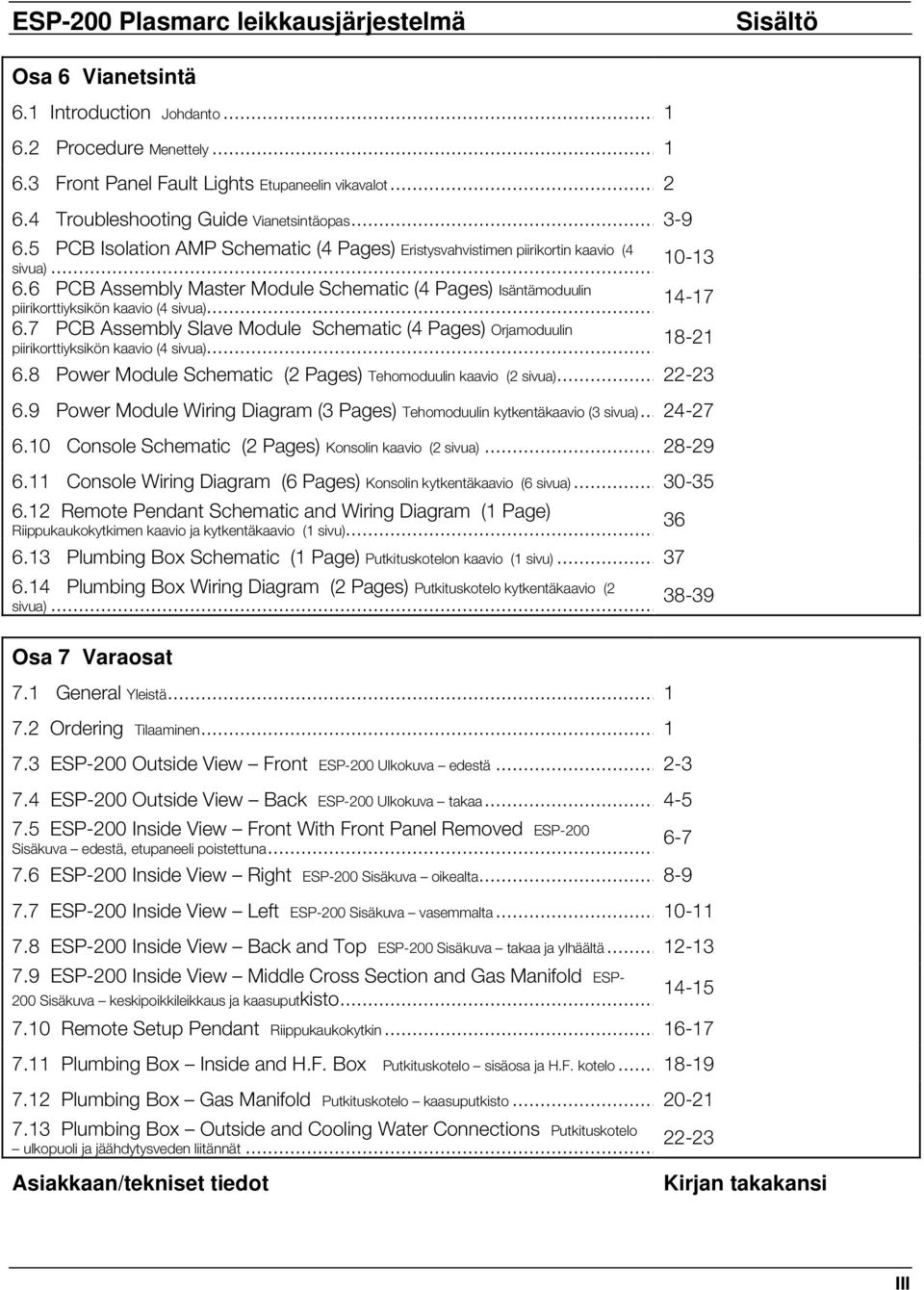 6 PCB Assembly Master Module Schematic (4 Pages) Isäntämoduulin piirikorttiyksikön kaavio (4 sivua)... 14-17 6.
