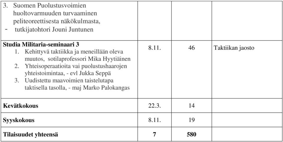 Yhteisoperaatioita vai puolustushaarojen yhteistoimintaa, - evl Jukka Seppä 3.