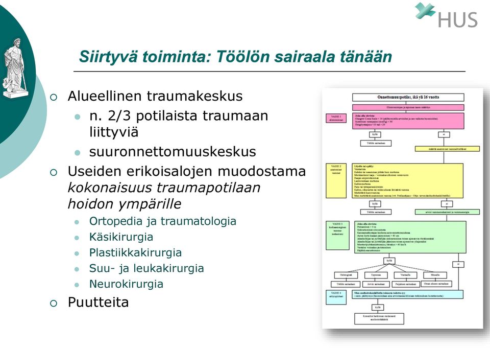 erikoisalojen muodostama kokonaisuus traumapotilaan hoidon ympärille