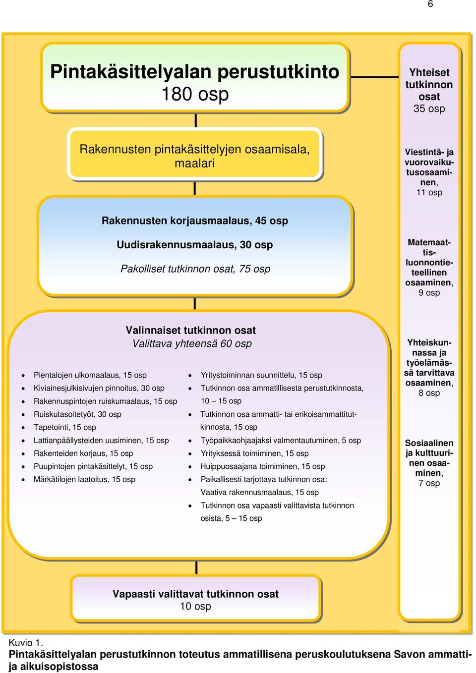 Yritystoiminnan suunnittelu, 15 osp Kiviainesjulkisivujen pinnoitus, 30 osp Tutkinnon osa ammatillisesta perustutkinnosta, Rakennuspintojen ruiskumaalaus, 15 osp 10 15 osp Ruiskutasoitetyöt, 30 osp