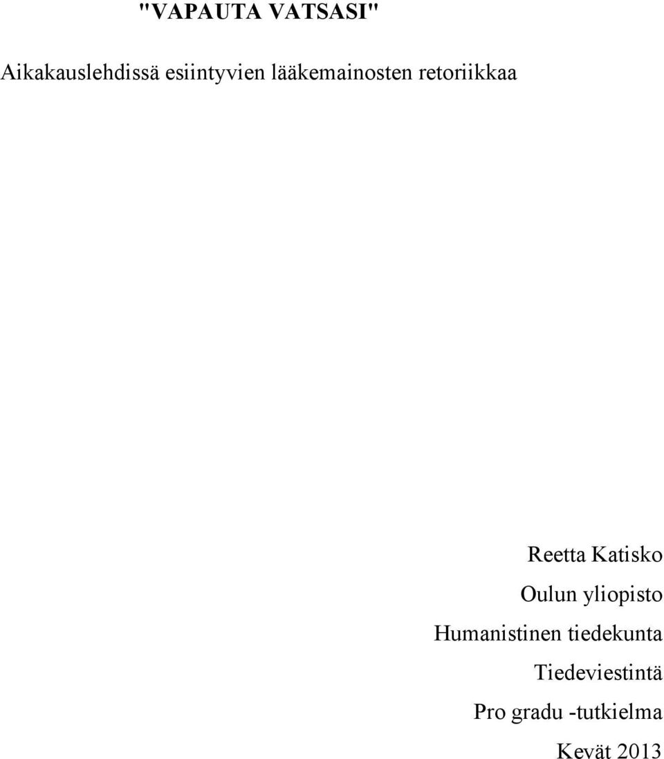 Reetta Katisko Oulun yliopisto Humanistinen