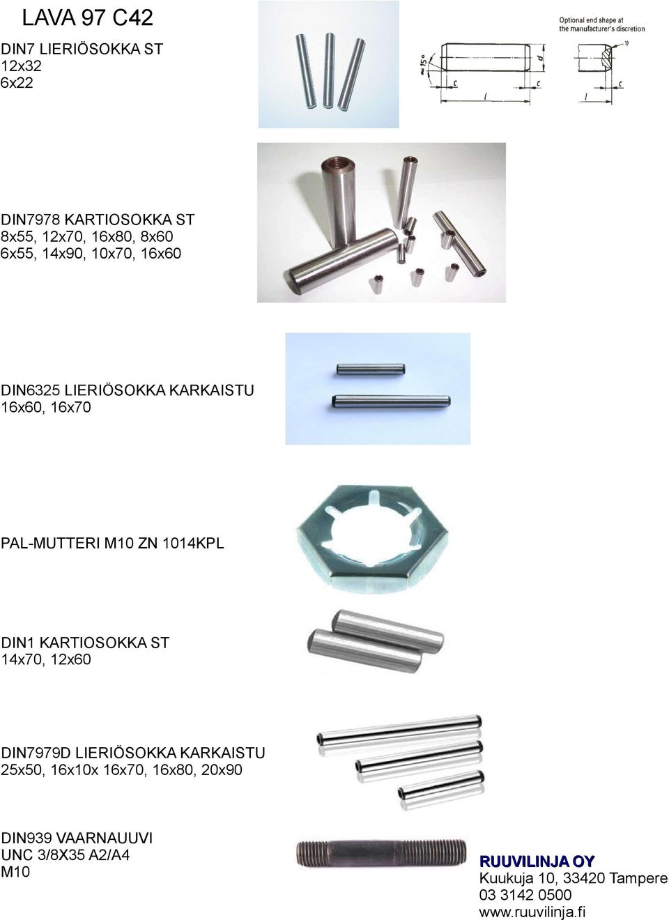 PAL-MUTTERI M10 ZN 1014KPL DIN1 KARTIOSOKKA ST 14x70, 12x60 DIN7979D LIERIÖSOKKA